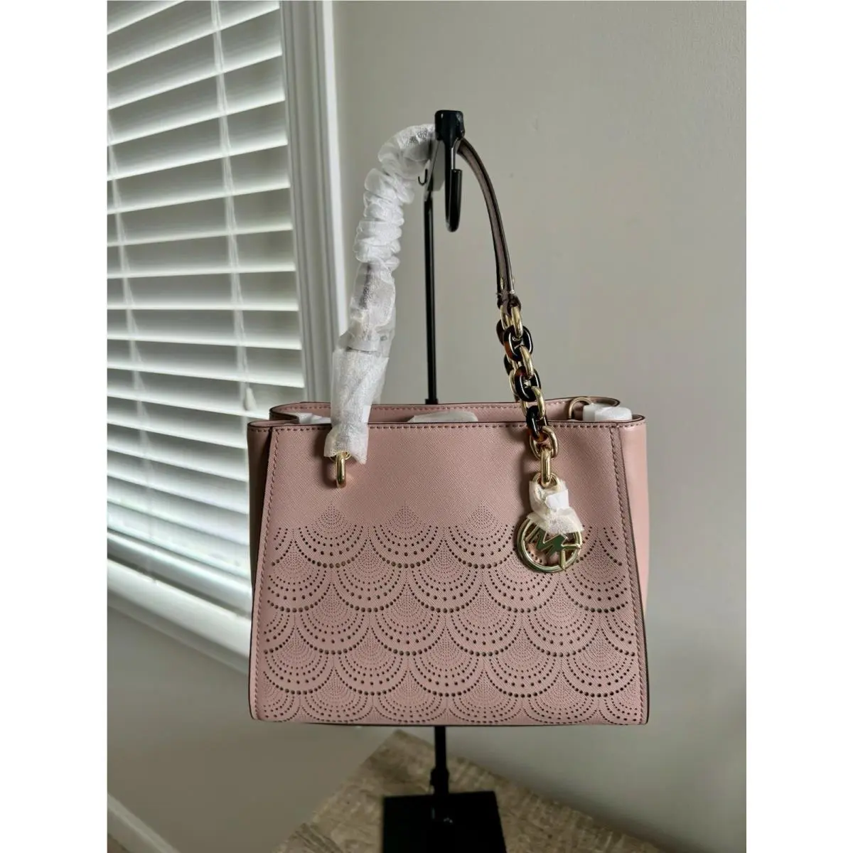 Medium North South Sofia Leather Tote Shoulder Bag In Fawn by Michael Kors
