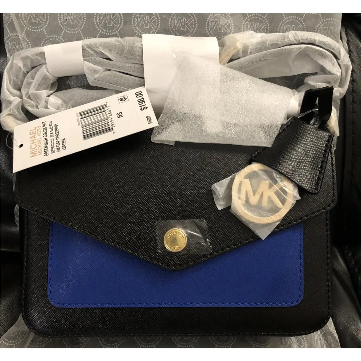 Michael Kors Greenwich Bicolor Small Flap Leather Crossbody Package