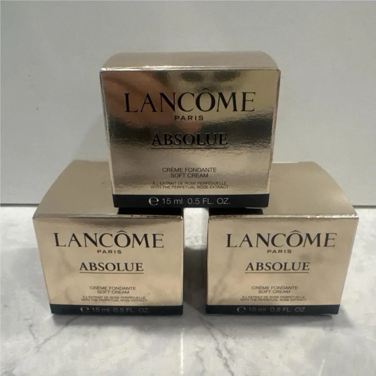 3 Lancome Absolue Soft Cream with The Perpetual Rose Extract .5 OZ / 15 ML