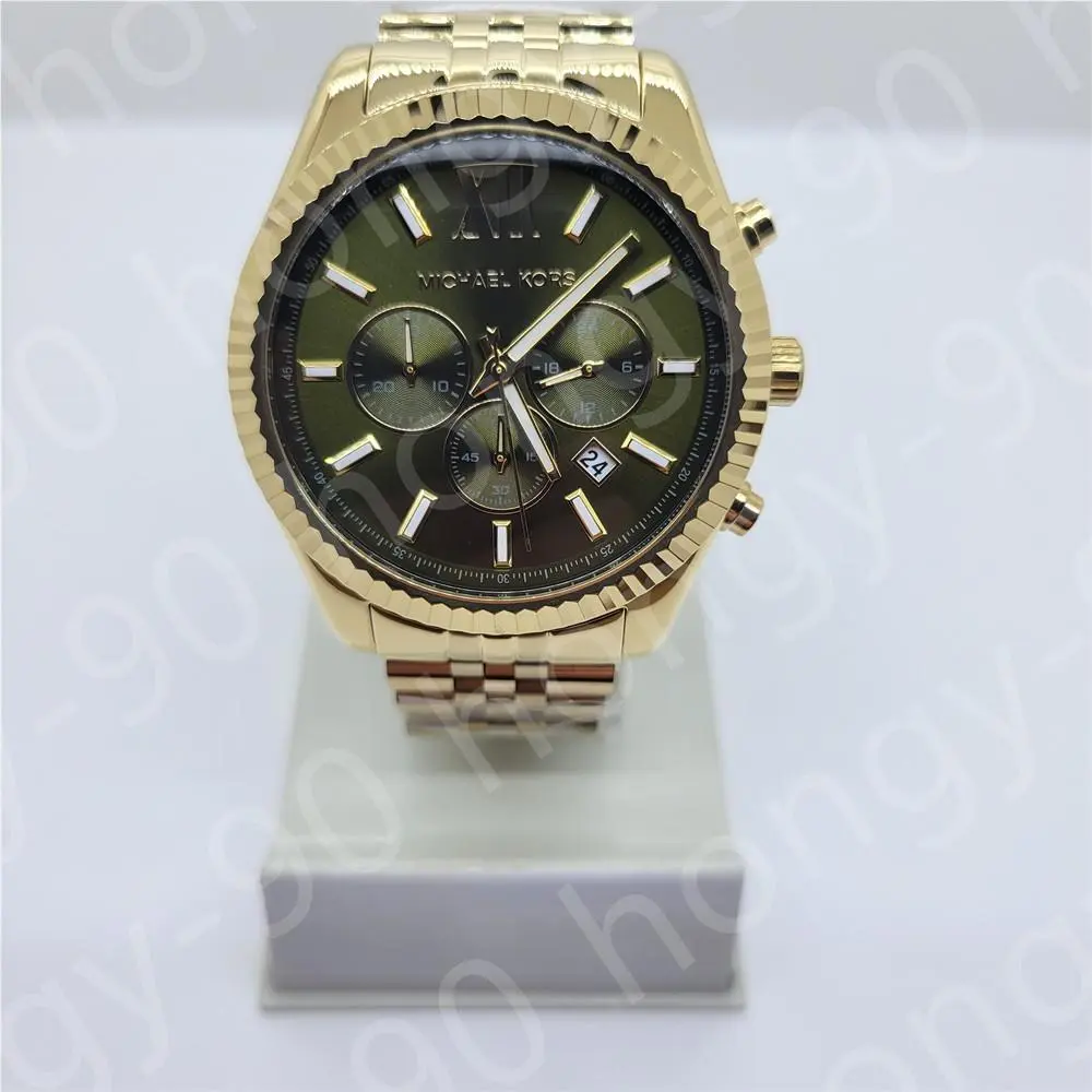 MK8446 Lexington Chrono Green Dial Gold Stainless Steel Men`s Watch by Michael Kors