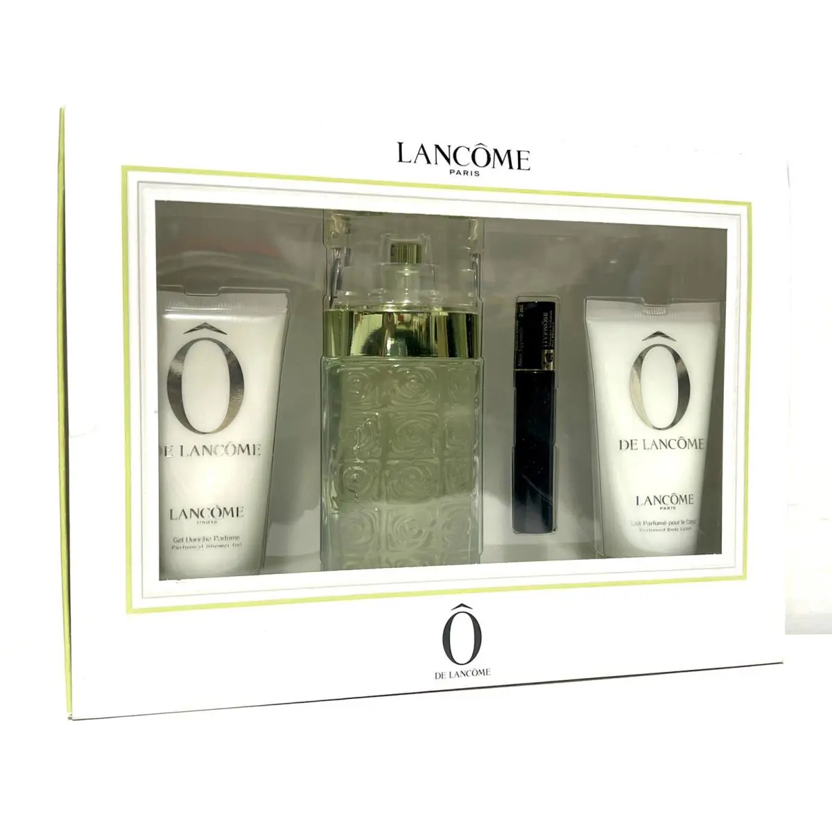 O de Lancome 4pc Set 75ml Edt Spr +50ml B/lotion +50ml S/gel +2ml Mascara