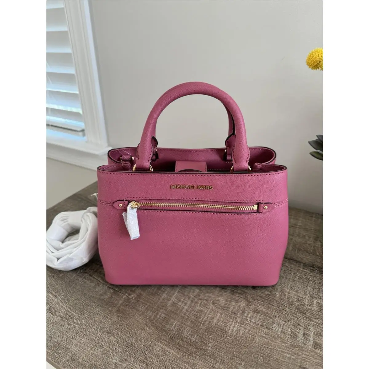 Michael Kors Hailee Saffiano Leather XS Satchel Crossbody Bag Tulip
