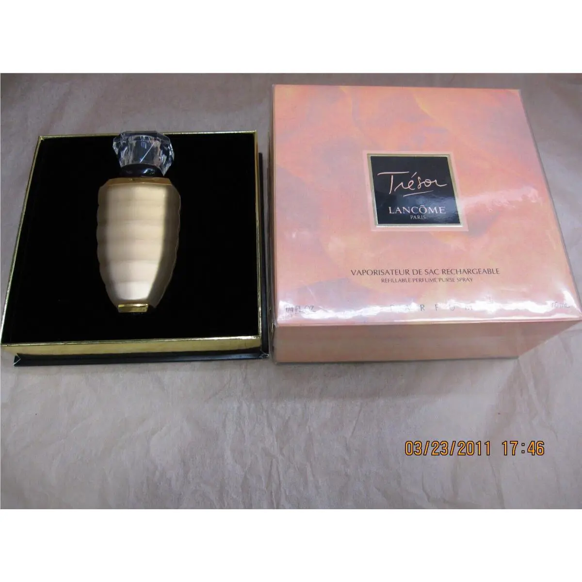 Tresor by Lancome Paris 0.25 FL oz / 7.5 ML Pure Perfume Refillable Jewel Spray