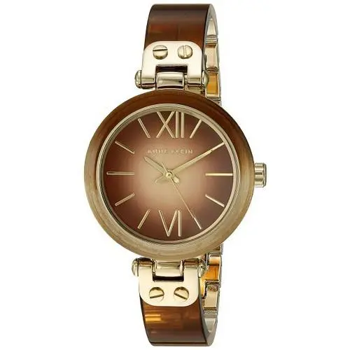 Anne Klein Gold+brown Tone Brown Ombre Resin Bangle Roman S Watch AK/2212BNGB - Dial: Brown, Band: Brown