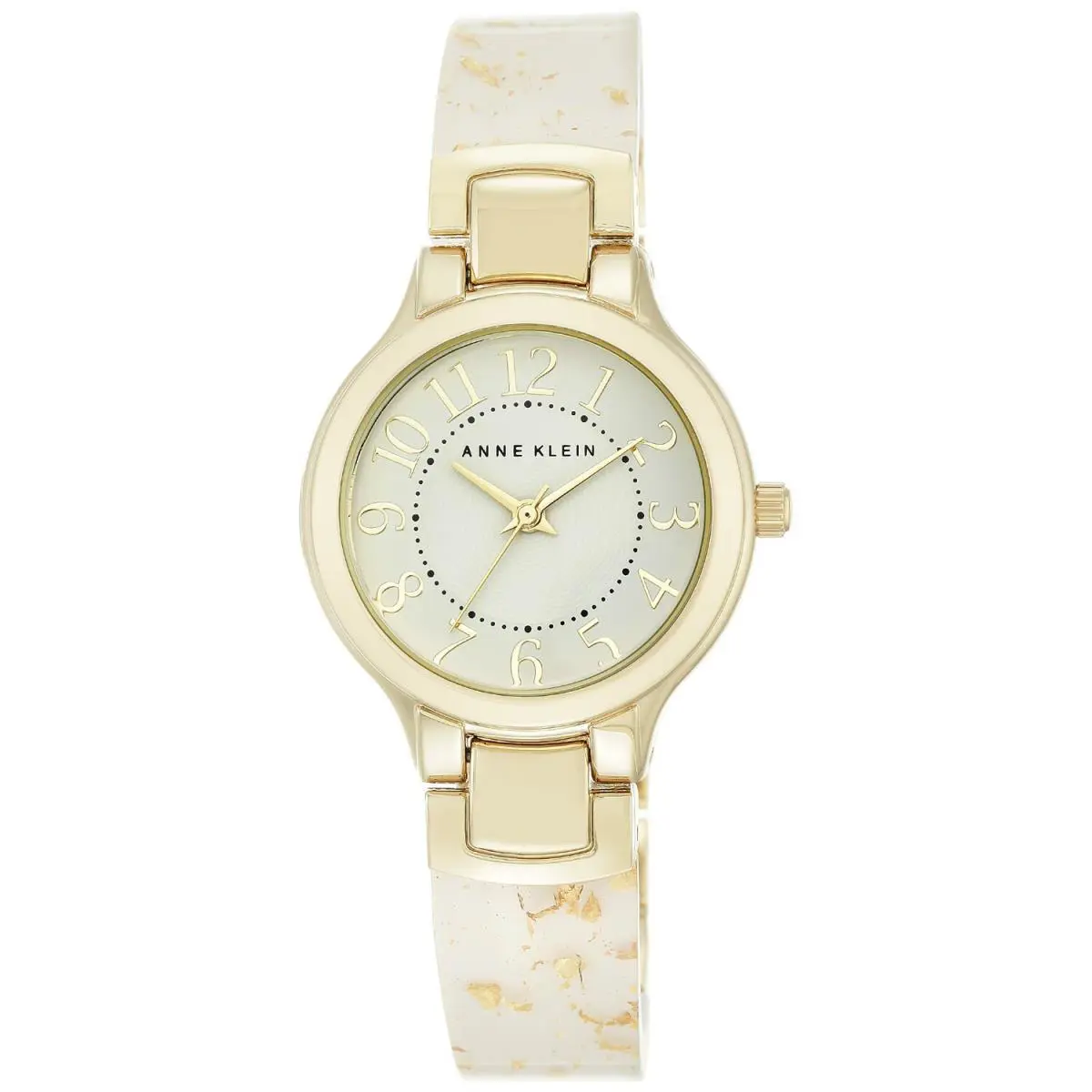 Anne Klein Women`s Gold-tone White Half Bangle Bracelet Watch 30mm AK-2380WTGB