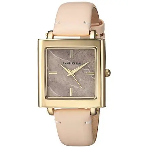 Anne Klein Gold Tone Blush Pink Leather Band Rose Pattern Watch AK/2914RQLP