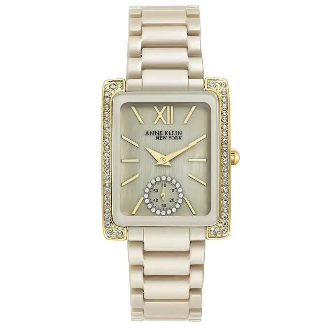 Anne Klein 12/2320TNGB Ceramic Band 52 Swarovski Crystals Women`s Watch