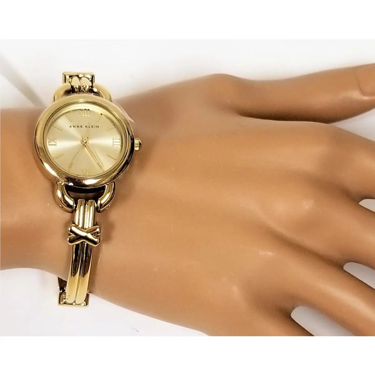 Anne Klein Gold Tone Bangle Romans Bracelet Round Watch AK/1454