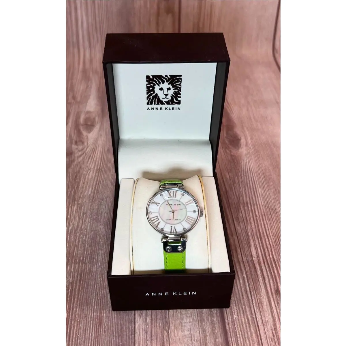 Anne Klein Women`s Mother of Pearl Dial Lime Green Watch 10-9919