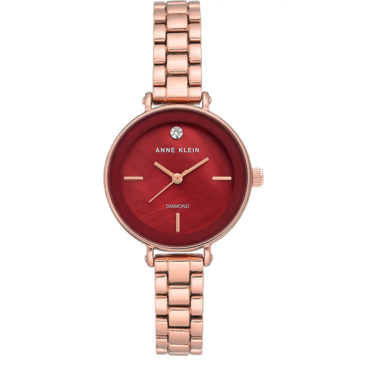 Anne Klein Women`s Diamond Accent Rose Gold Tone Bracelet Watch 30mm Red