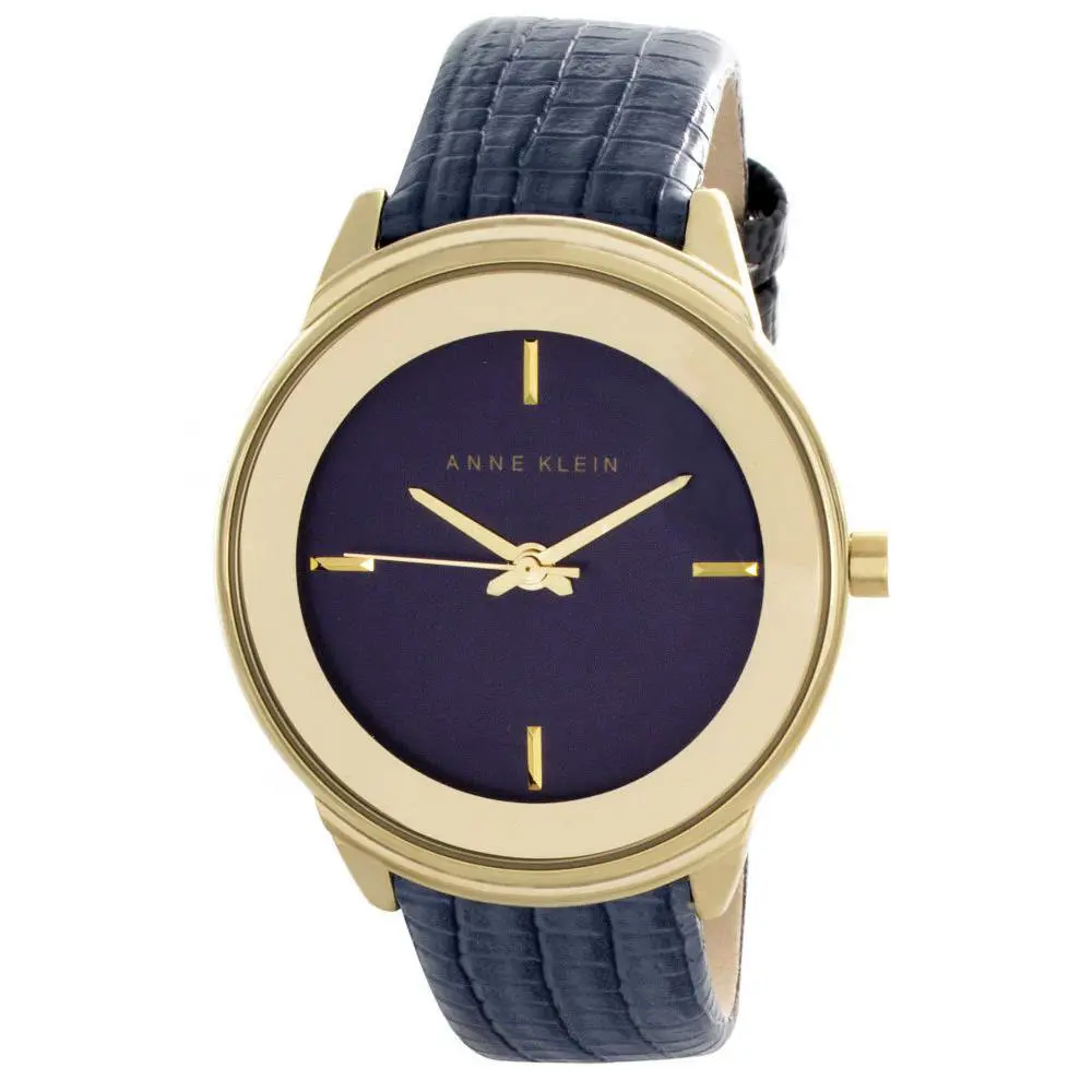 Anne Klein Gold Tone Gray Lizard Embossed Leather Band Watch AK/2170GYGY