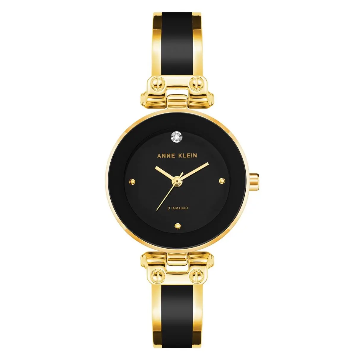 Women`s Diamond Dial Bangle Watch One Size Black/gold by Anne Klein