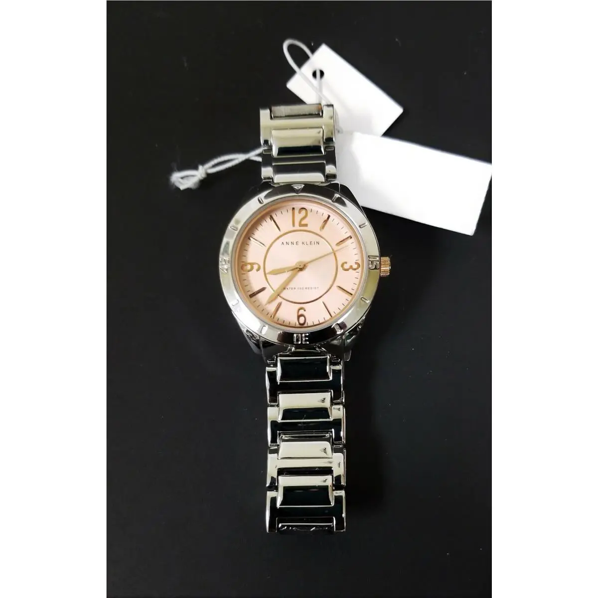 Anne Klein Polished Silver Tone Band+rose Gold Dial Watch AK/1285