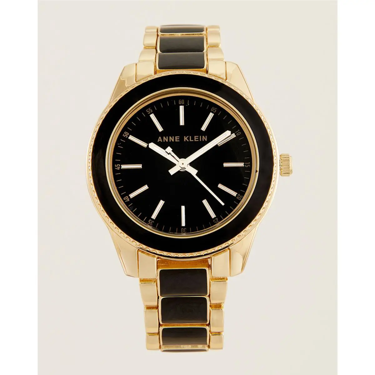 Anne Klein Women`s Quartz Analog Display Stainless Steel Band AK-3300BKGB Watch - Dial: Black, Band: Multicolor