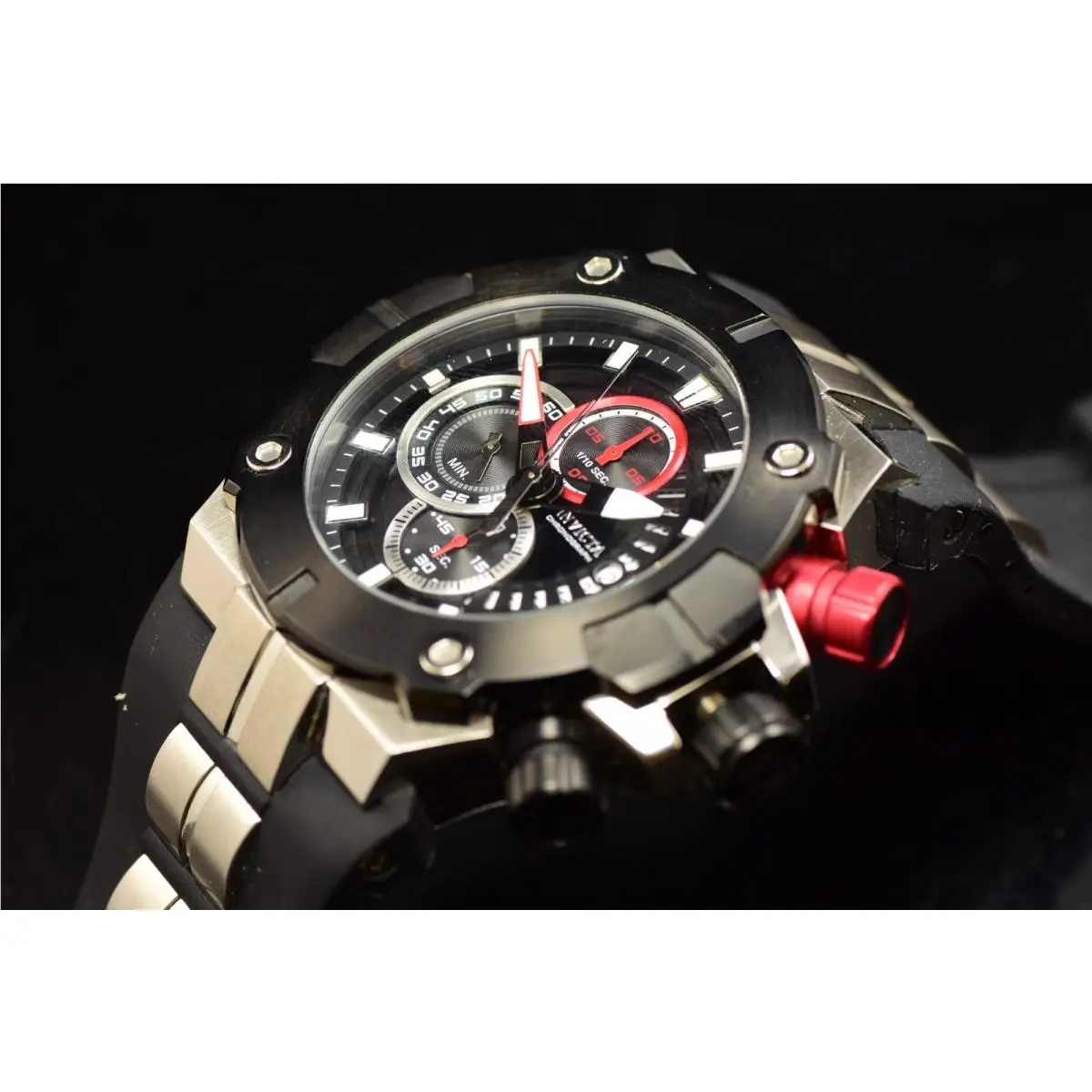 Invicta Men`s Sea Hunter 52mm Chronograph Quartz Black Silicone Strap Watch