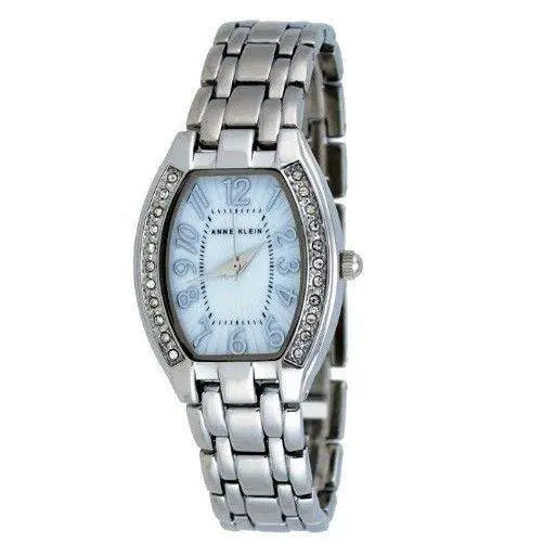 Anne Klein Silver Tone S/steel Blue Dial Crystals Bracelet Watch 10/9839GMSV