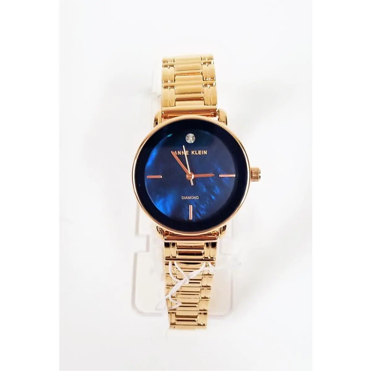 Anne Klein Rose Gold S/steel Navy Blue Mop Diamond Bracelet Watch AK/2496