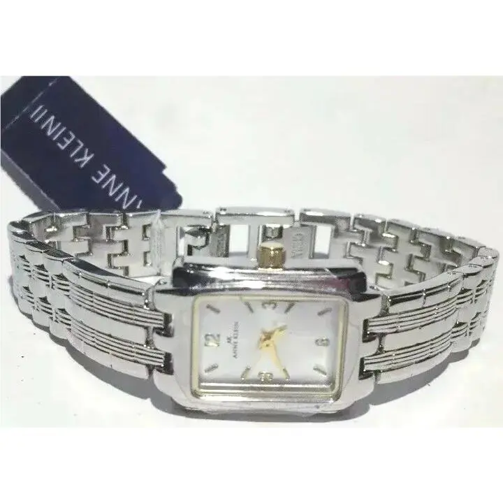 Anne Klein II Watch 10/7333 Silver Tone Gold Accent Rectangle Case Analog