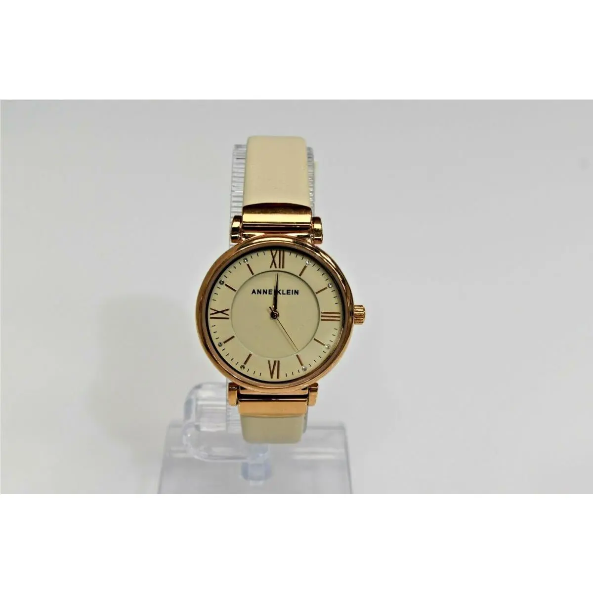 Anne Klein Beige Leather RG Crystals AK/2666RGIV Watch