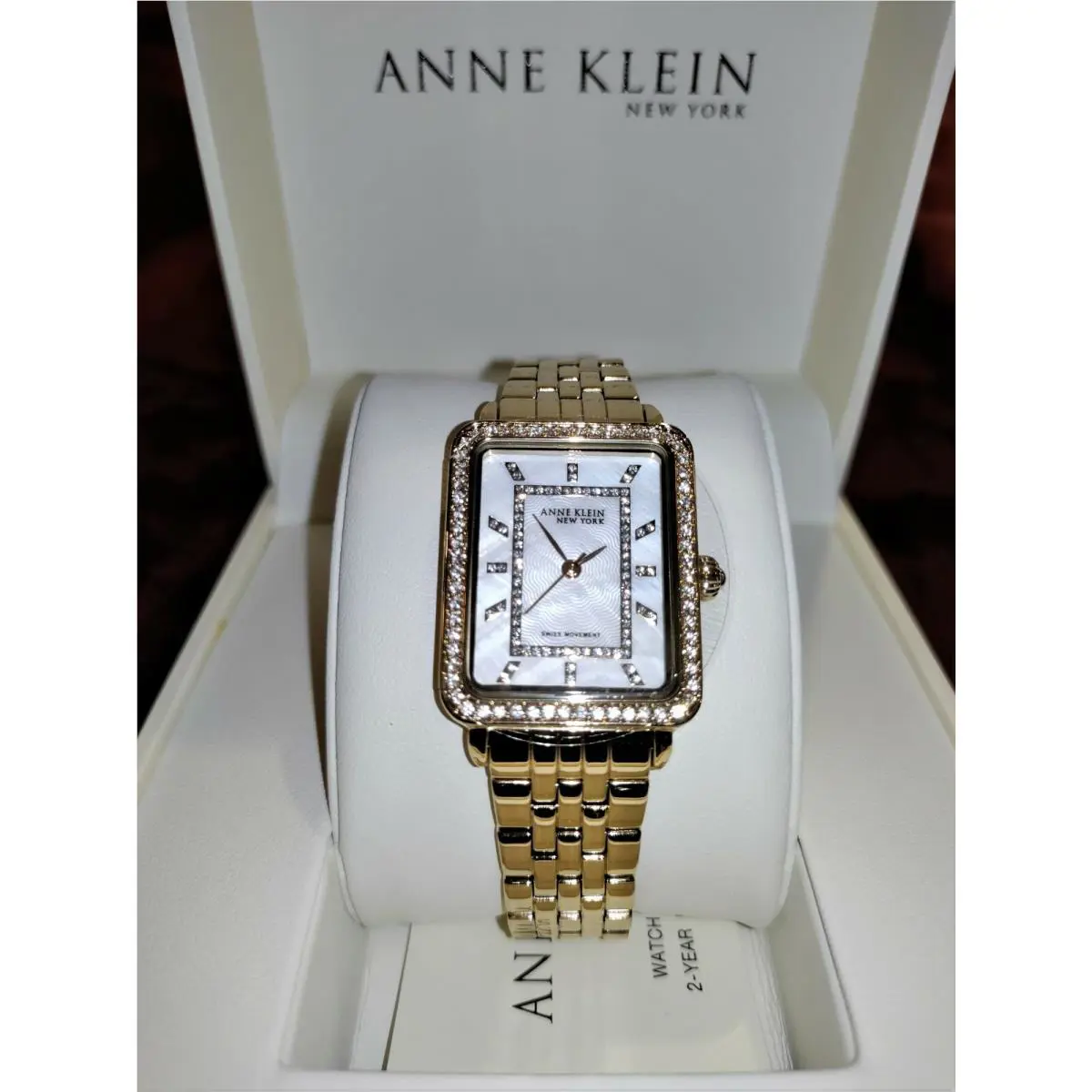 Anne Klein York Mother-of-pearl Dial Crystal Watch