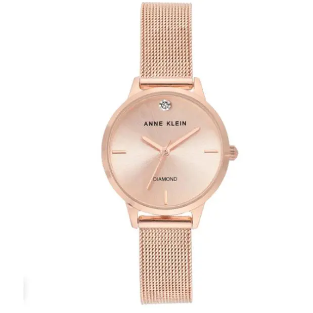 Anne Klein Rose Gold Dial Bracelet Mesh Metal Women`s Analog Watch AK-3546RGRG