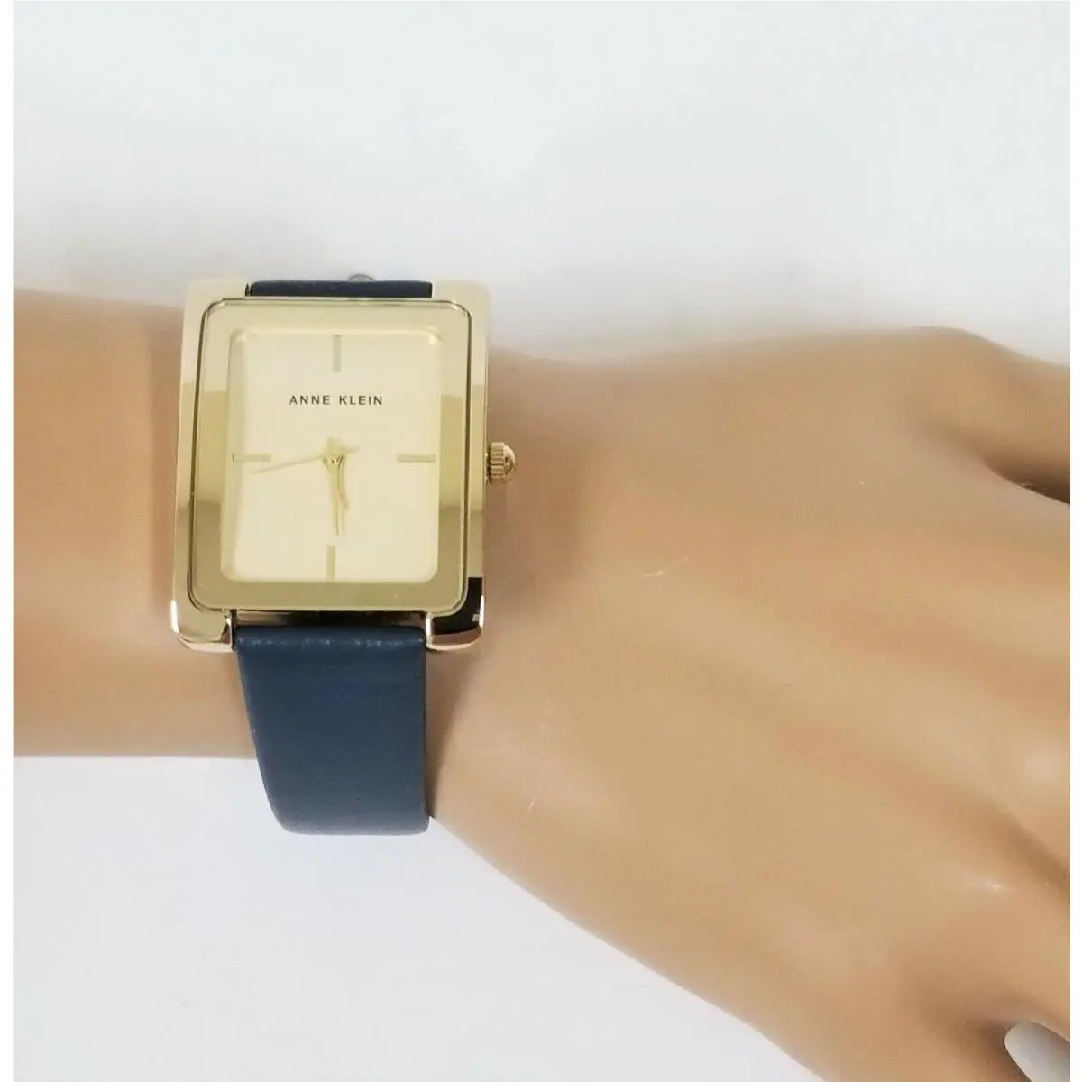 Anne Klein Gold Tone Teal Blue Leather Band Watch AK/2706