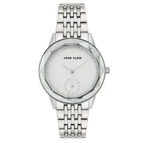Anne Klein Silver Women`s Silver Tone Crystal Bracelet Watch