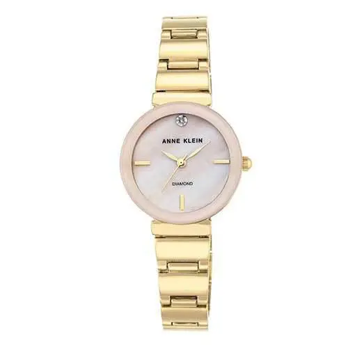 Anne Klein Gold Tone S/steel Mop Dial Diamond Bracelet Watch AK/2434CHGB