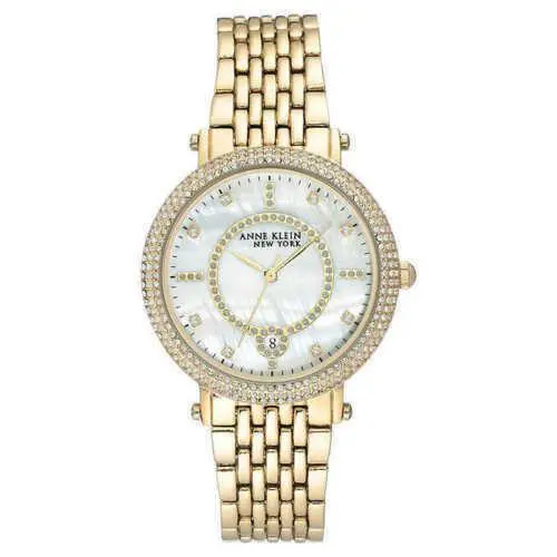 Anne Klein York 12/2312MPGB Mother-of-pearl Dial Swarovski Crystal Watch