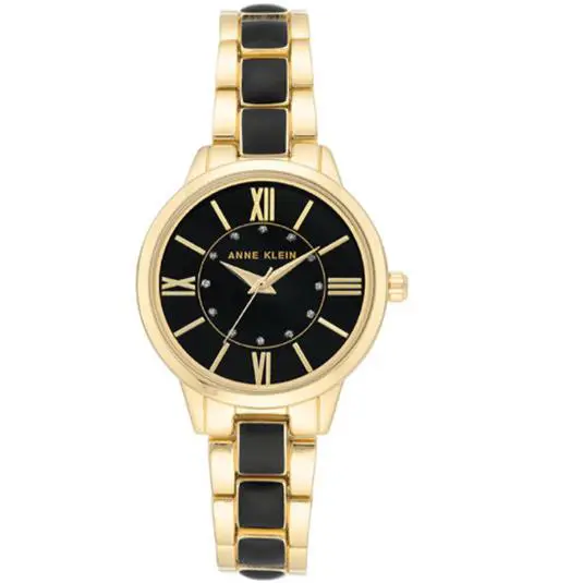 Women`s Alloy Analog Crystal Bracelet Black Dial Anne Klein Watch AK-3328BKGB