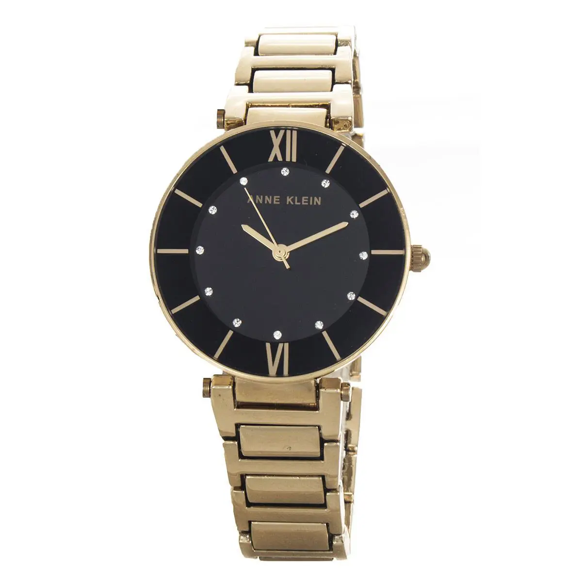 Anne Klein AK/3366BKST Black Dial Gold Tone Stainless Women`s Watch