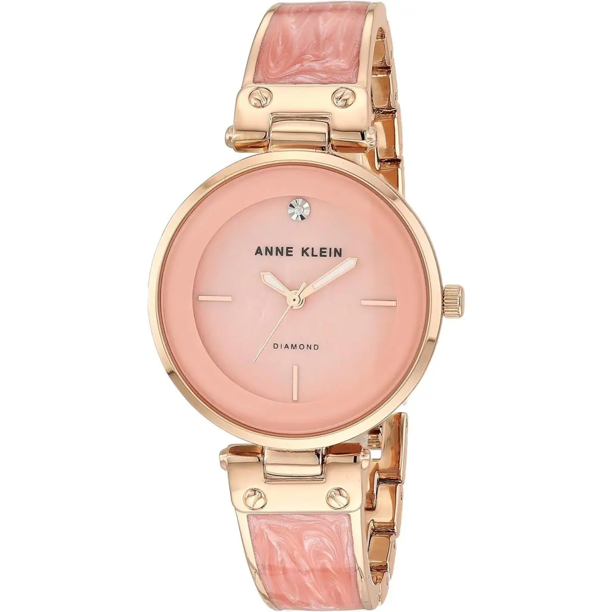 Anne Klein Women`s Diamond Dial Bangle Watch AK/2512LPRG Pink Rose