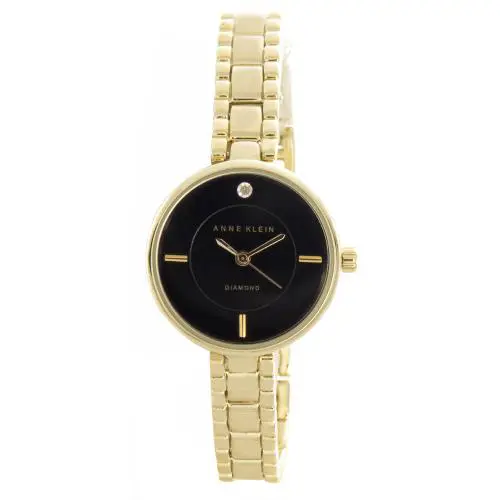 Anne Klein Women`s Black Dial Gold Tone Bracelet Quartz Watch AK/2300 26mm