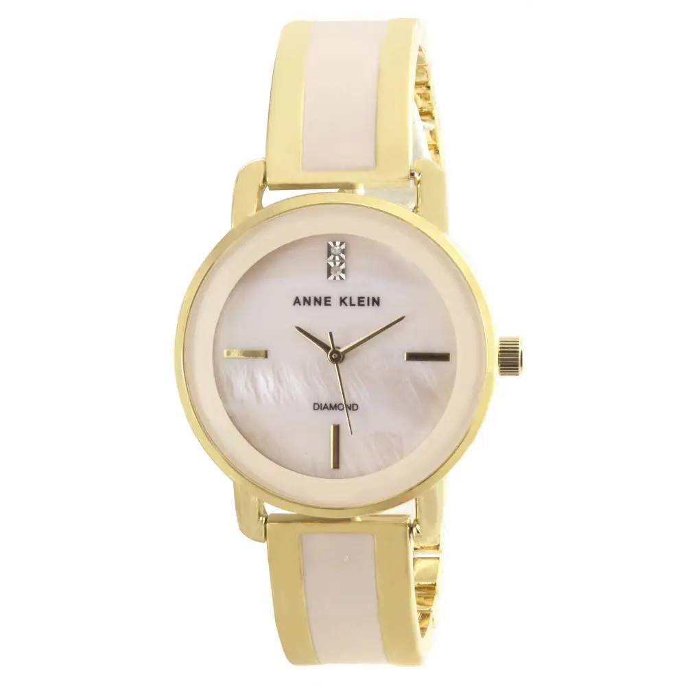 Anne Klein AK/2812LPGB Pearl Dial Gold Tone Metal Bracelet Womens Watch 32mm