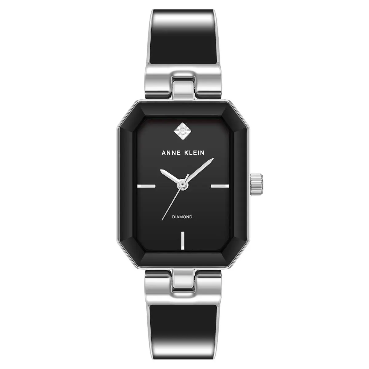Anne Klein Women`s Diamond Dial Bangle Watch AK/4163BKSV Square Black
