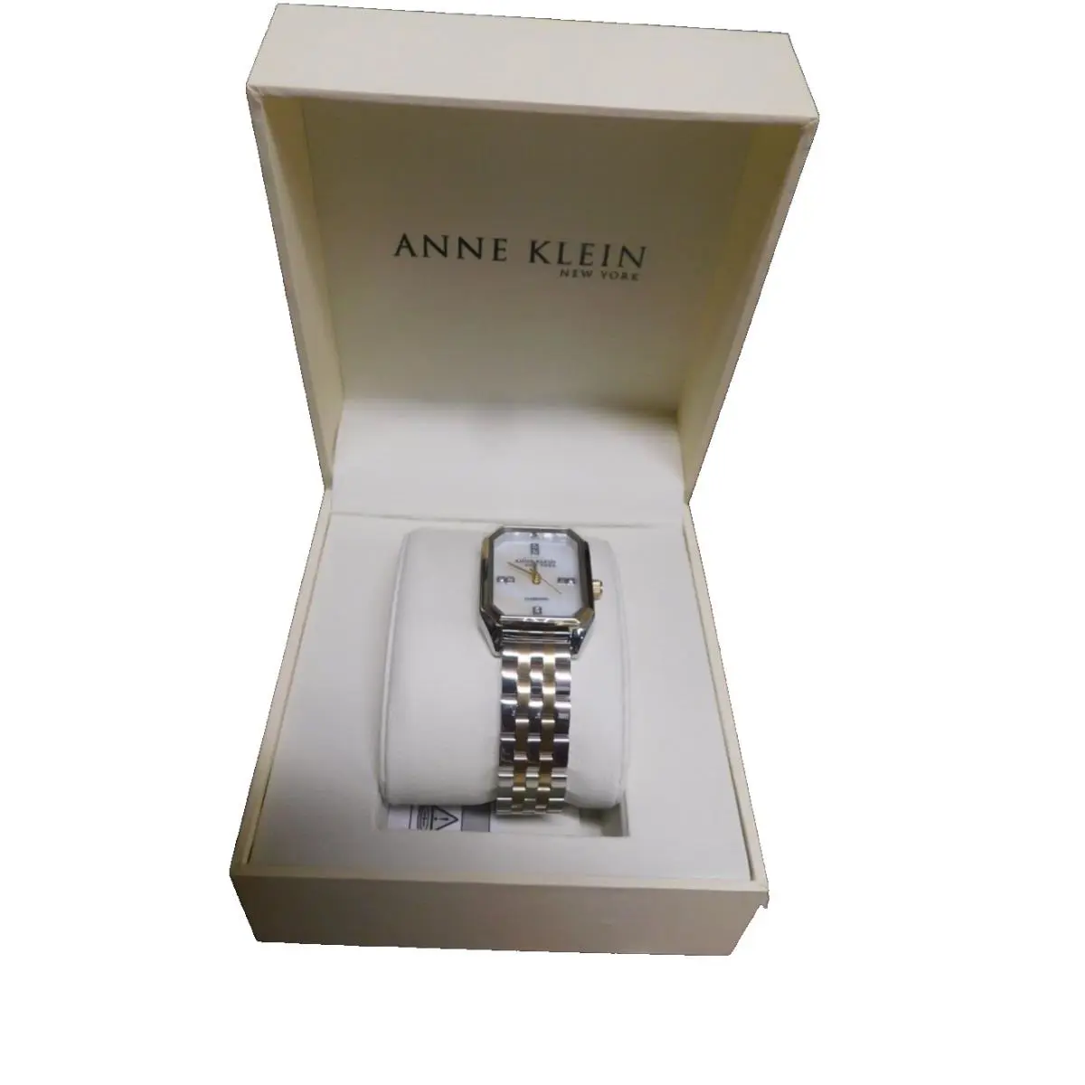 Anne Klein York Two Tone Diamond Octagon Watch