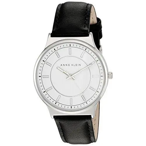 Anne Klein Silver Tone Black Band Watch AK/2317WTBK
