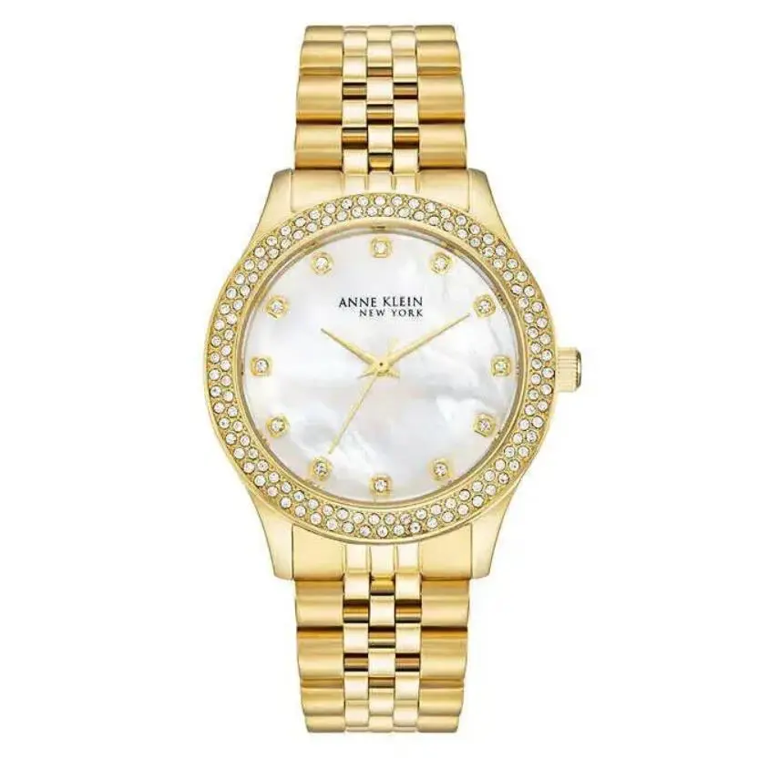 Anne Klein Mother-of-pearl Dial Stainless Steel Gold-tone Watch 12/7742MPGB