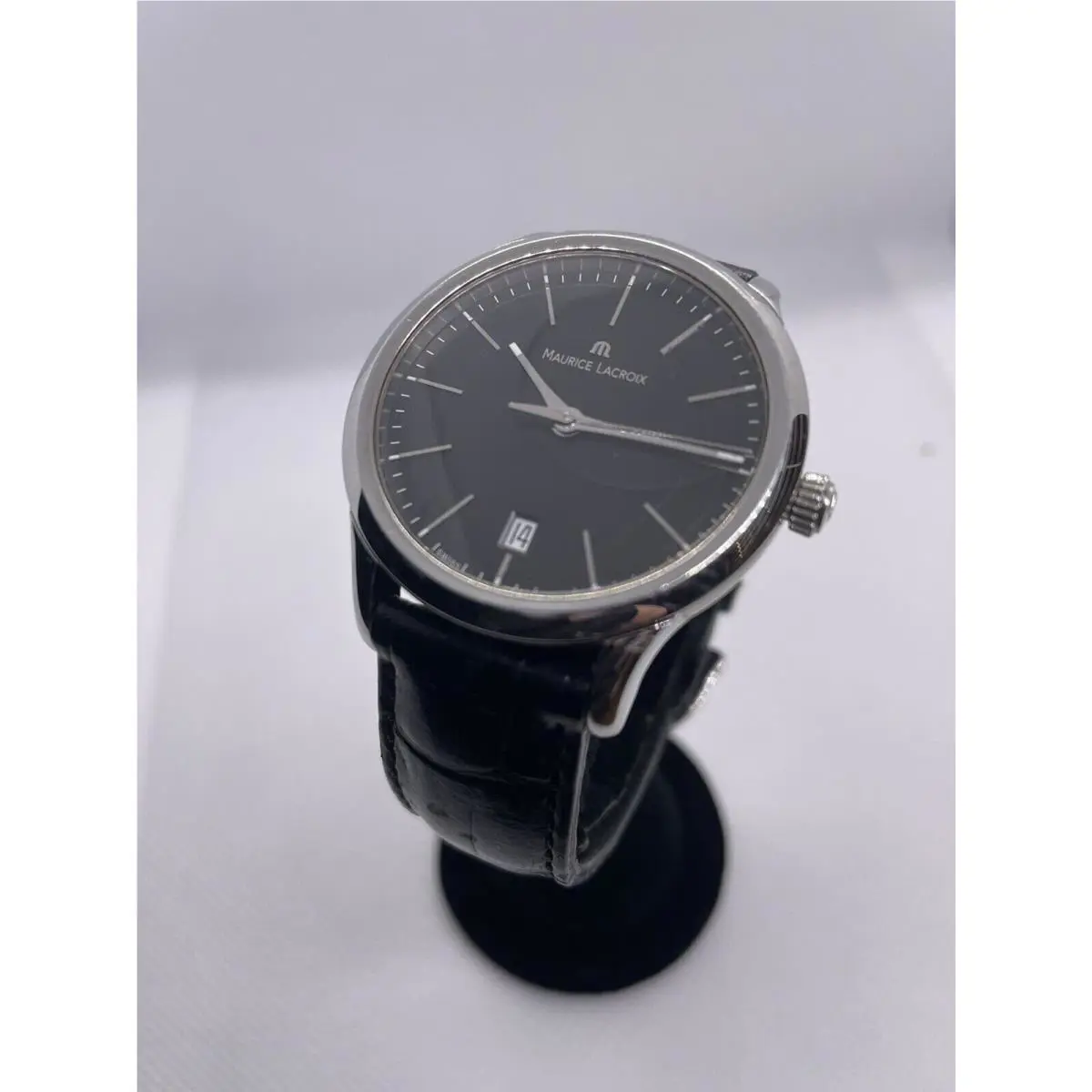 Les Classiques 38mm Silver SS Case Black Leather-nib by Maurice Lacroix