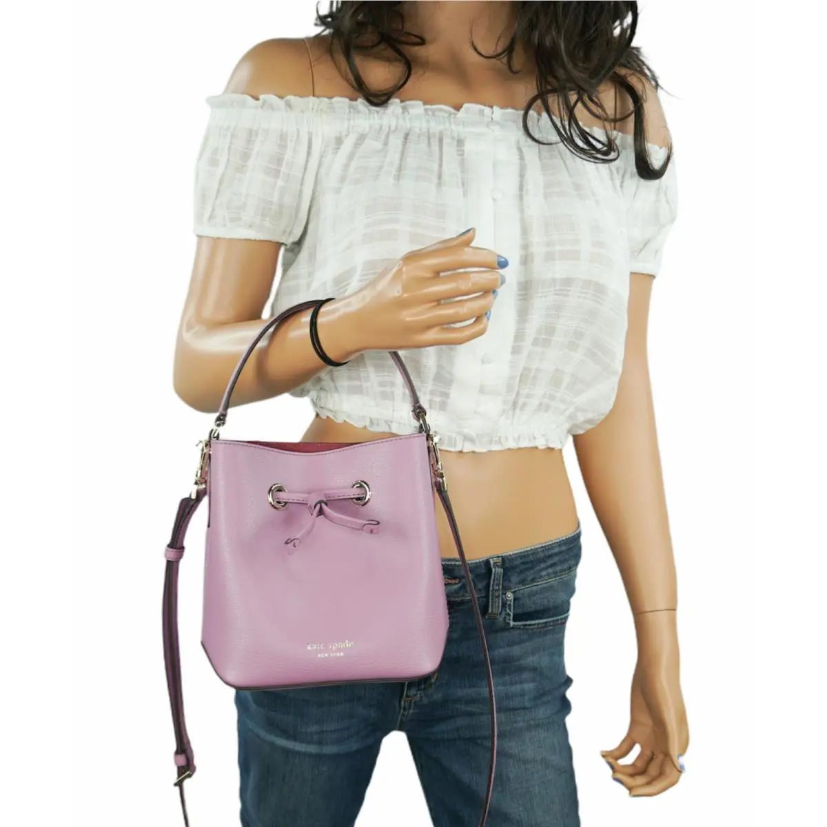 Kate Spade Eve Small Mini Bucket Top Handle Crossbody Shoulder Bag Pink Mauve