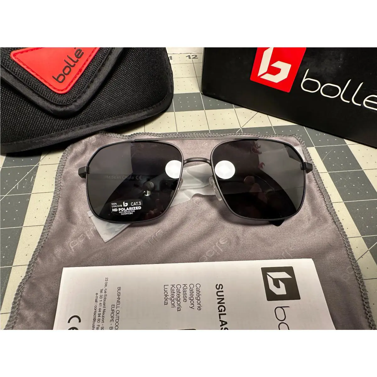 Bolle 12580 Navis Aviator Sunglasses Matte Gunmetal HD Polarized Tns Gray Lens