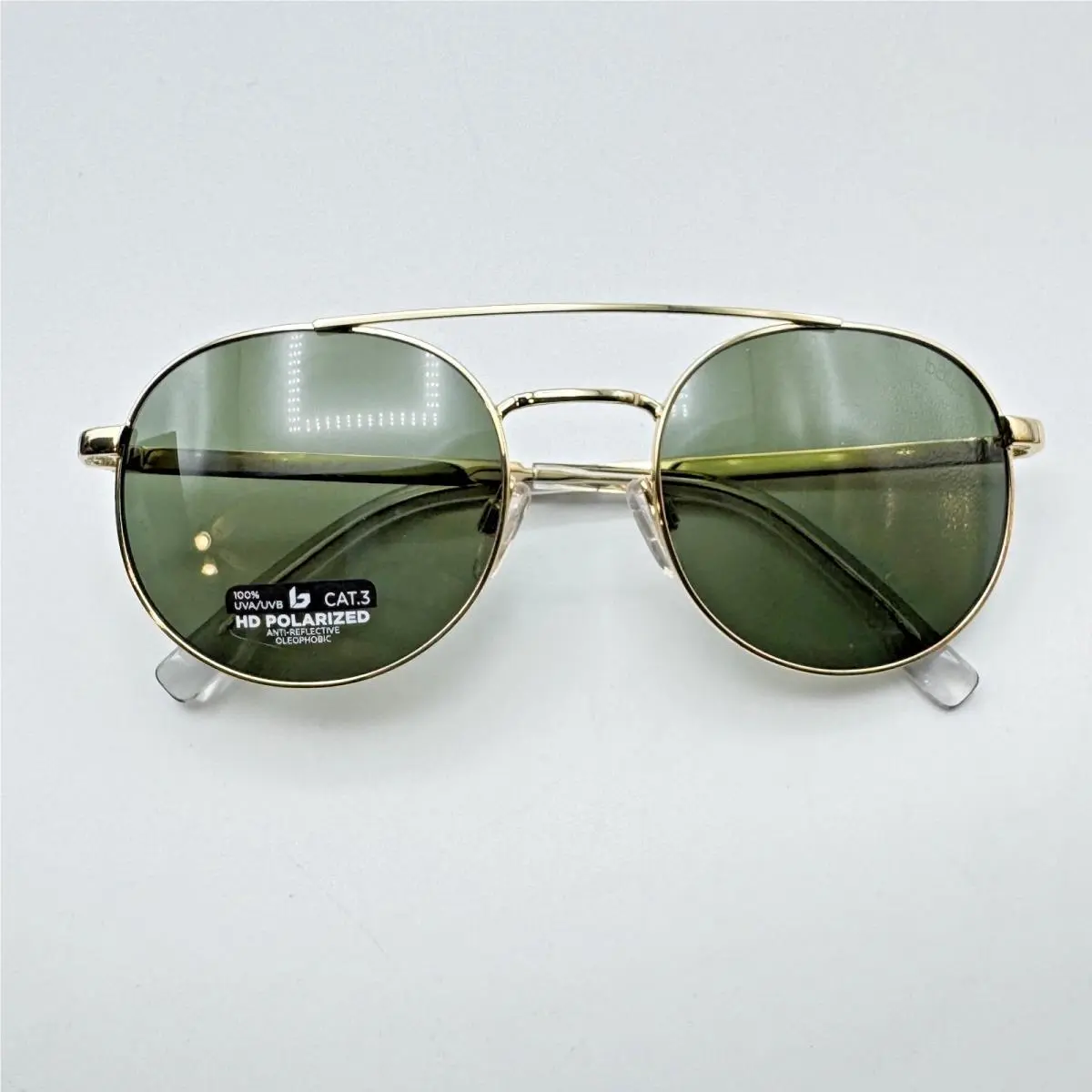 Sunglasses Ova 12585 IB Gold Round Frame Gray Polarized Lens 54-20-135 by Bolle