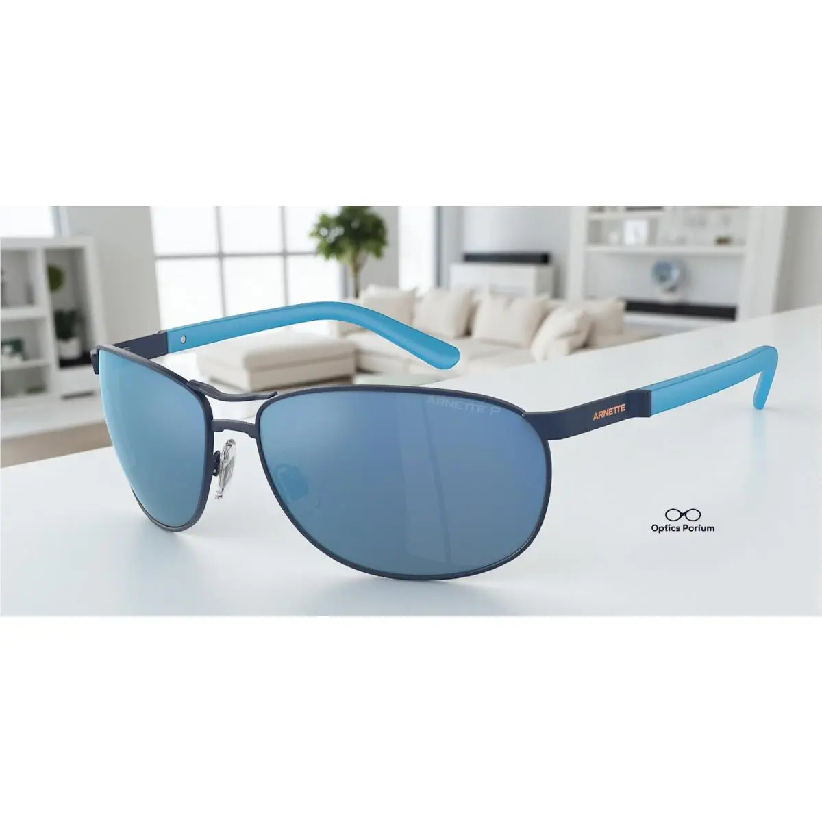Arnette AN3090 744 22 Belgrano Mt Blue Dk Grey Mir Polarized 64 Men`s Sunglasses