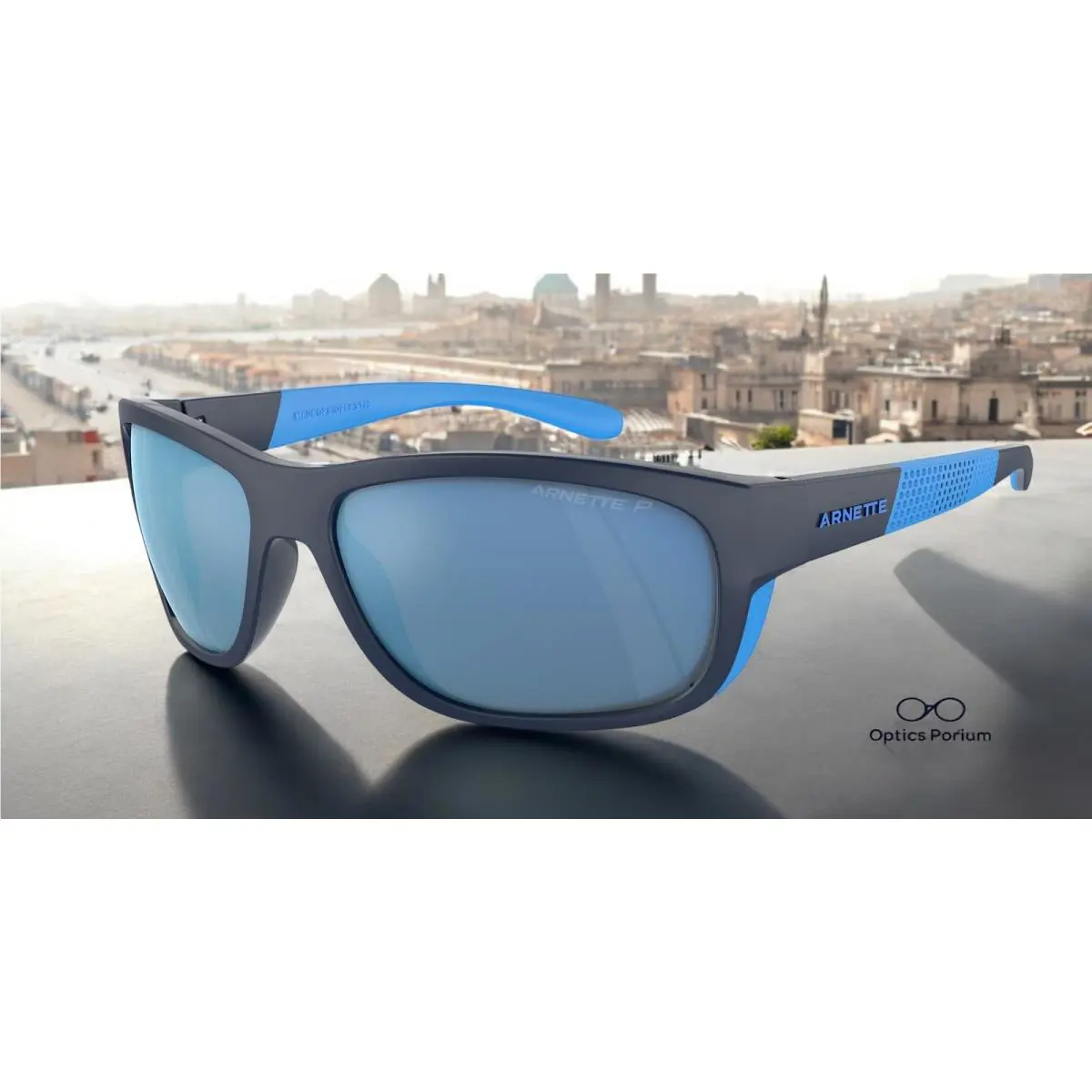 Arnette AN4337 275422 Floresta Blue Matt Grey Mirr Polarized 63 Men`s Sunglasses - Frame: Dark Blue Lt Blue Matte Shiny, Lens: Dark Grey Mirror Water Polar