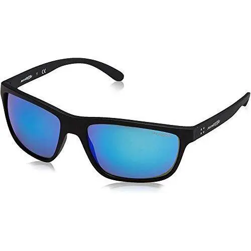 Men`s AN4234 Booger Sunglasses Matte Black/green Mirror Light Blue 61 by Arnette