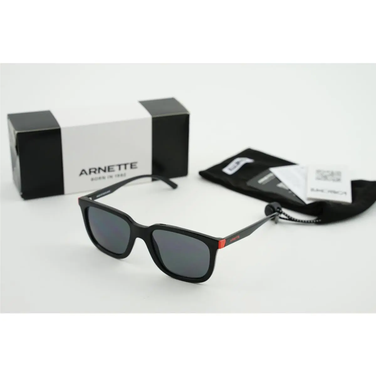 AN 4306 275381 Arnette 54-19-140 3P Polished Black Red/ Dark Grey Polarized