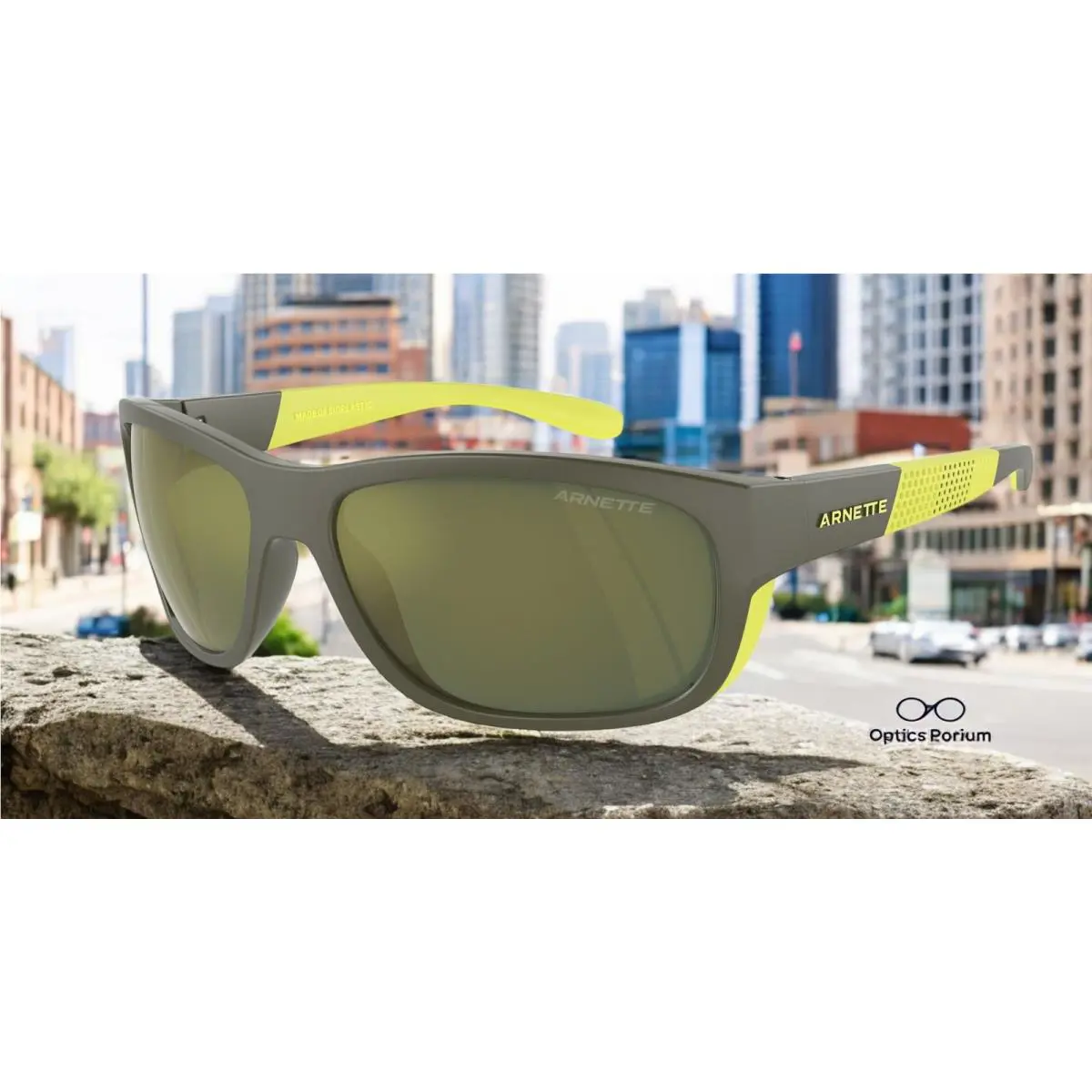 Arnette AN4337 28546R Floresta Milt Lime Matte Dk Green Mir 63 Men`s Sunglasses - Frame: Military Lime Matte Shiny, Lens: Dark Green Mirror Petrol