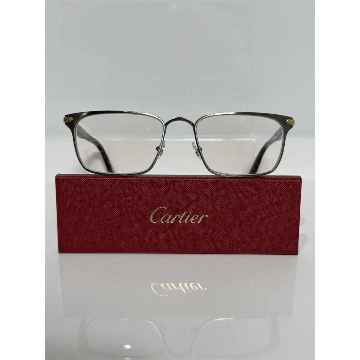 Cartier CT0205O 003 Ruthenium Gunmetal Metal Rectangle Unisex Eyeglasses France