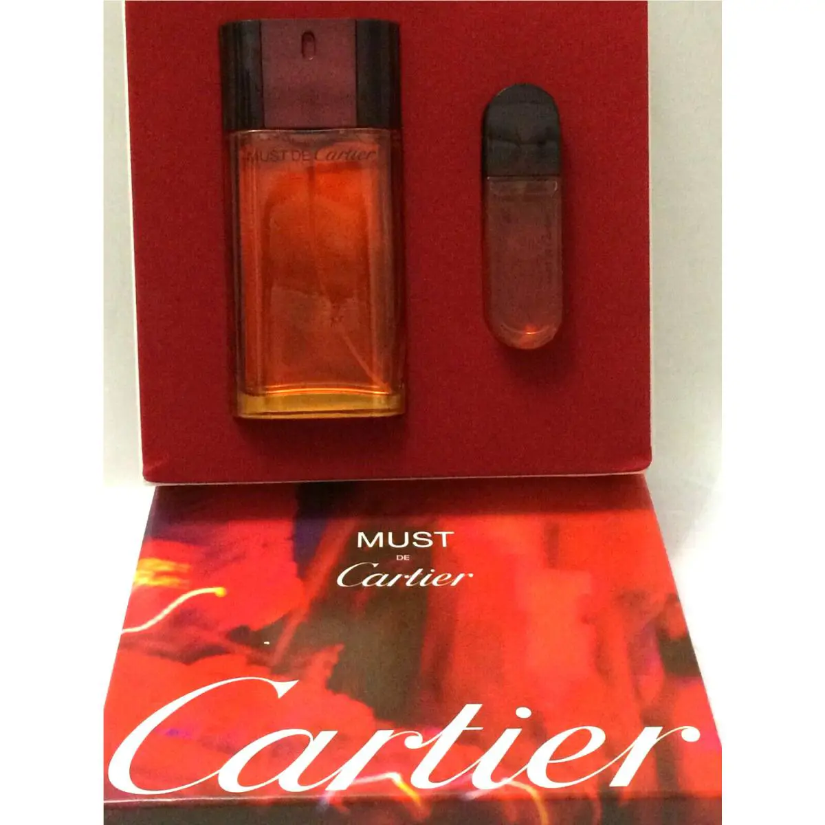 Must de Cartier Perfume Women 2pc Gift Set: 3.3 oz Edt Spray +0.5oz Edt-vintage