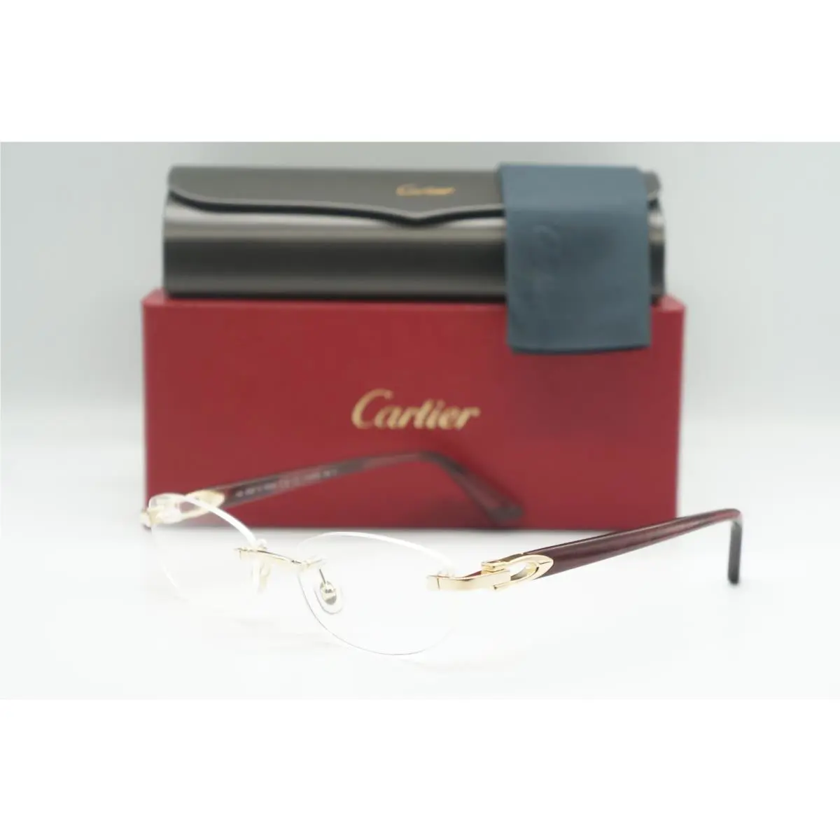 Cartier CT0318O 006 Gold Burgundy Eyeglasses Frames 52-16